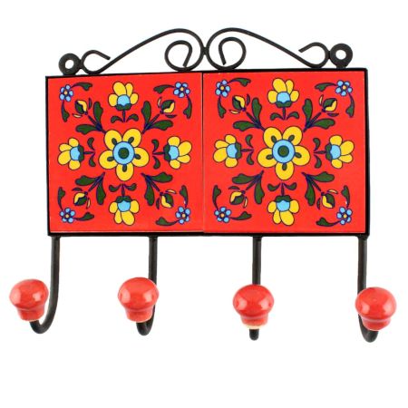 Red Tiny Flower Ceramic Tile Hook Online